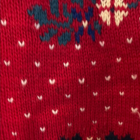 Festive Red, Wool Holiday Sweater with partridge in a pear tree design - Picture 3 of 6